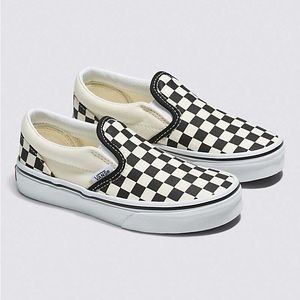 Vans Black/White Size 1 Kids Classic Slip-On Checkerboard Shoes